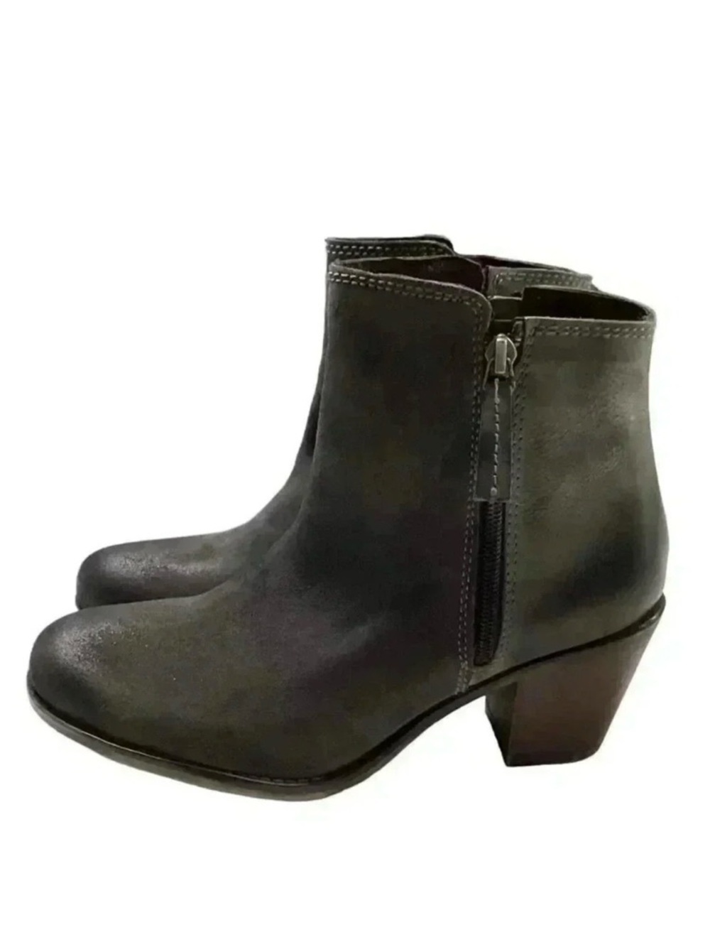 Roan By Bed Stu Boots Womens 11 Gray Lina Leather Double Zip Distressed NEW - Picture 8 of 10